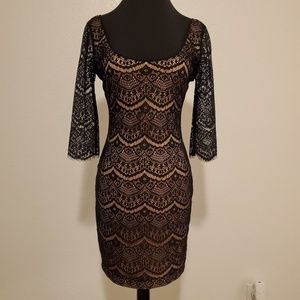 Guess Black Lace 3/4 Sleeve Dress
